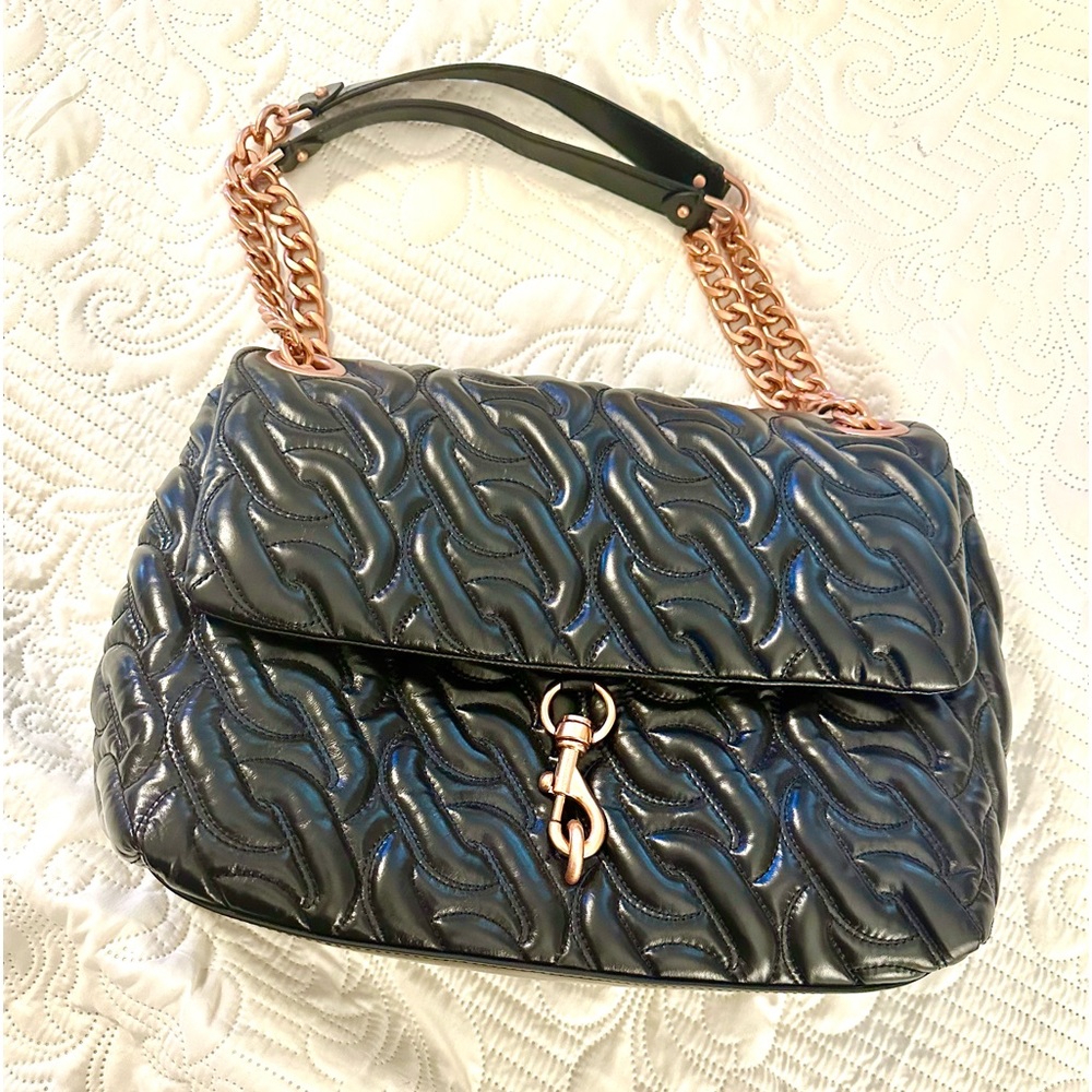 NWT Rebecca Minkoff RARE! Edie Maxi Rose Gold Chain Quilt Shoulder Bag ✨✨